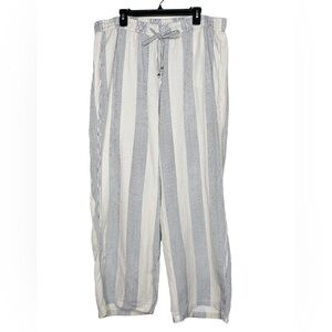 Lane Bryant Linen Blend Striped Pull On Pants‎